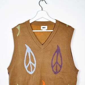Obey Sweater Vest Peaced V-Neck Size Medium Preowned